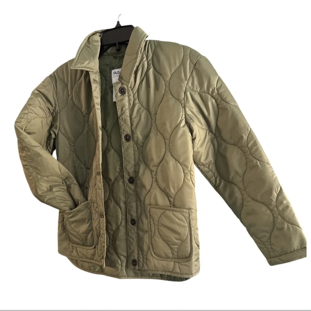 Old Navy Girls XL 14-16 Sage Green Quilted Puffer Jacket NWT Fall/Winter